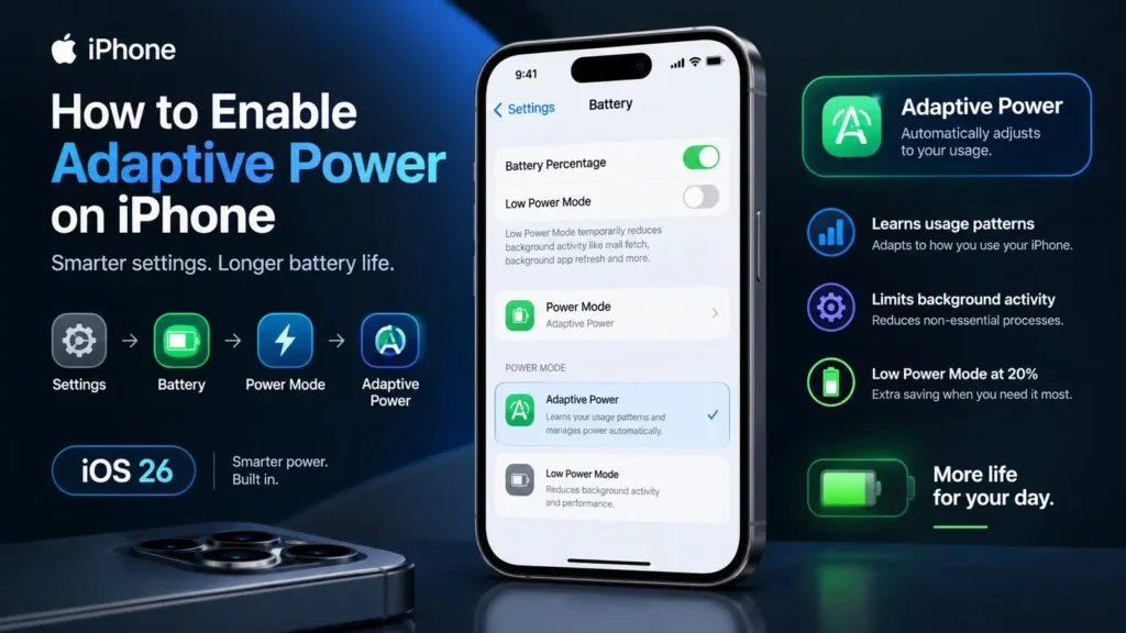 How to enable Adaptive Power on iPhone through Battery and Power Mode settings
