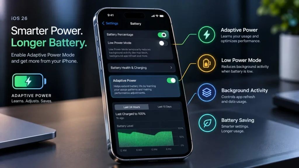 Adaptive Power Mode on iPhone for smarter battery saving